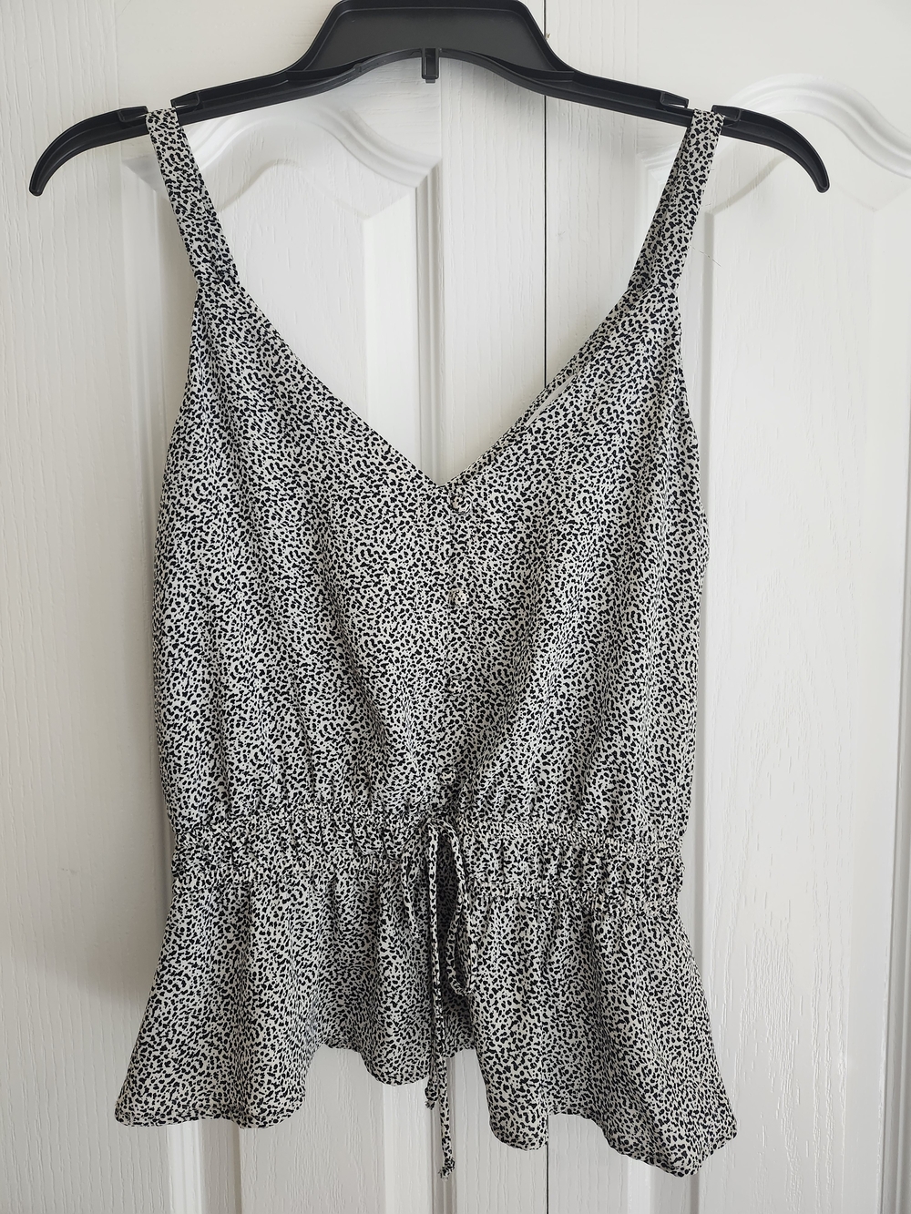 Sienna Sky Black and White Printed Drawstring Peplum Cami
